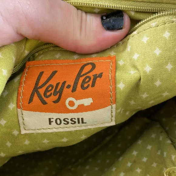 Fossil Key-Per Sling Crossbody Bag Women Size OS Green Brown Floral Canvas Purse - Picture 15 of 15